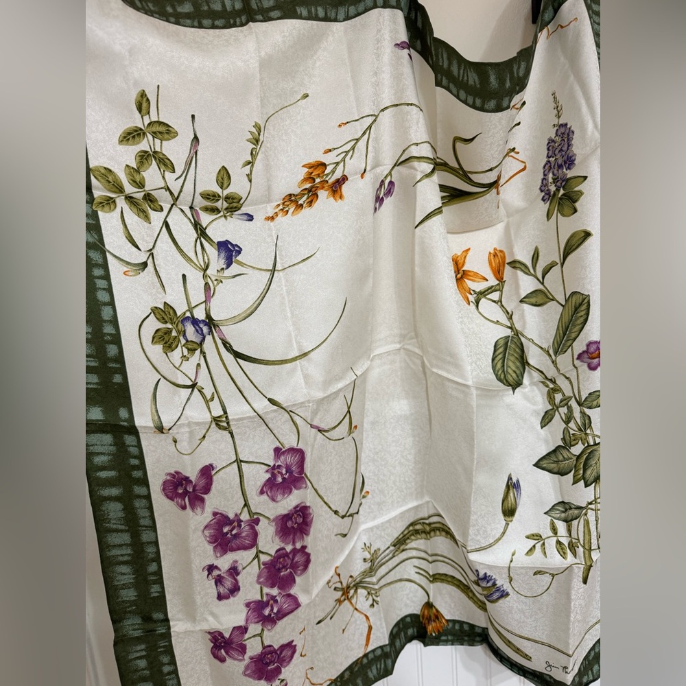 Jim Thompson Floral Print Large Silk Scarf